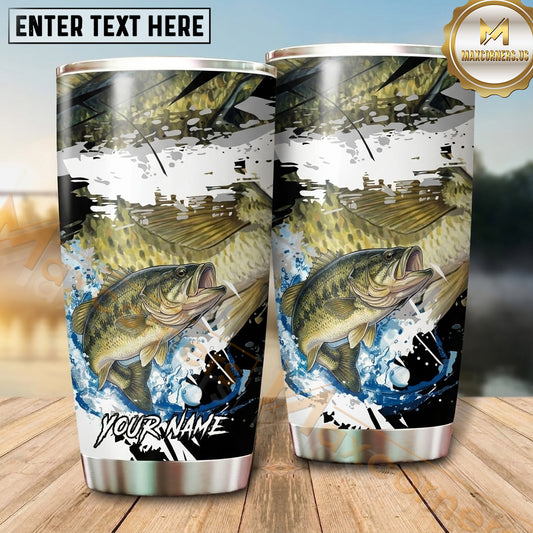 Maxcorners Fishing Tumbler Woodland Lake Reflection Design Personalized Name Tumbler (13 Species)