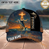 Maxcorners Fishing Faith Cross Jesus Personalized Name 3D Cap (12 Fish Species)