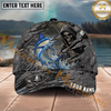 Maxcorners Fishing Reaper Cracked Steel Skull Artwork Multiple Options Personalized Name 3D Cap (12 Fish Species)