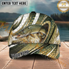 Maxcorners Fishing Fish Scale Silver Stripe Multi Options Personalized Name 3D Cap (11 Fish Species)