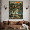 Maxcorners Duck Hunting Stained Glass Mallard Sunset Lake Personalized Canvas Wall Art