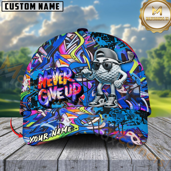 Maxcorners Graffiti Golf Ball Never Give Up Cap Multicolor Personalized Cap