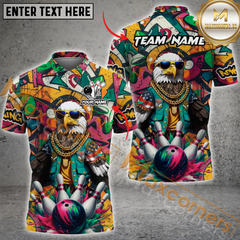 Maxcorners Funny Eagle Graffiti Bowling Jersey Multicolor Options Personalized Name, Team Name 3D Shirt