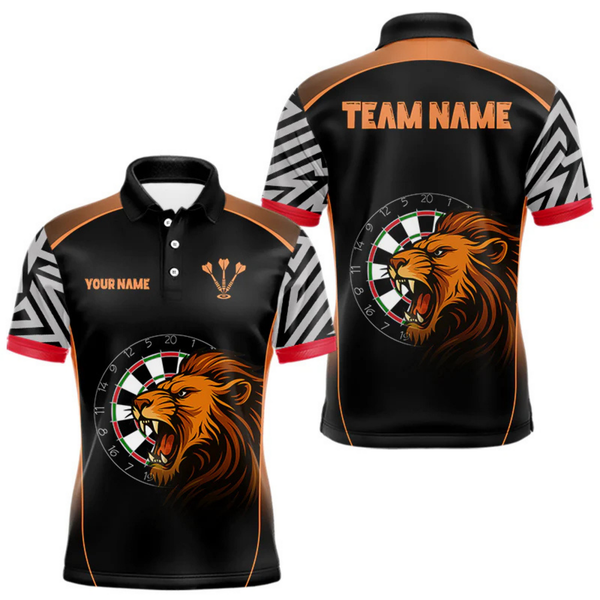 Maxcorners Orange Lion Dartboard Dart Shirts Custom Dart Team Shirt For Men, Dart Jerseys LM105