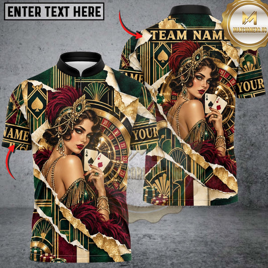 Maxcorners Darts Elegant Queen Playing Cards Design Customized Name, Team Name 3D Shirts