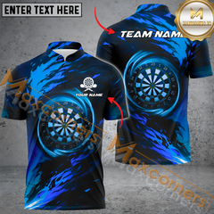 Maxcorners Darts Fire Flame Paint Light Mutilcolor Options Personalized Name, Team Name 3D Polo Shirt