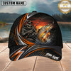 Maxcorners Fishing Skull Angler Orange Wave Personalized 3D Cap