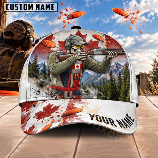Maxcorners Trap & Skeet Shooting Canadian Flag Shooter Personalized Name 3D Cap