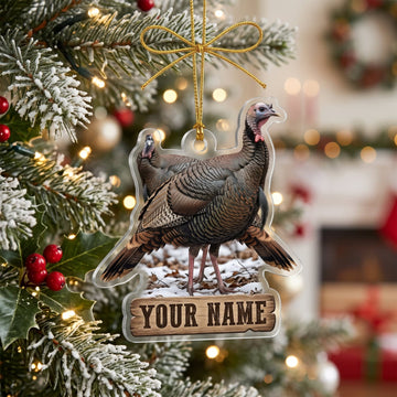 Maxcorners Turkey Hunting Wild Turkey Christmas Customized Name 3D Keychain And Ornament