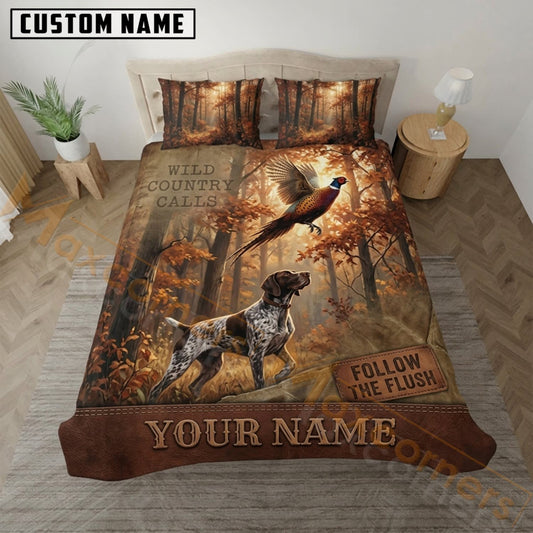 Maxcorners Pheasant Hunting Rustic Woodland Follow The Flush Bedding Set 3D Print Custom Name