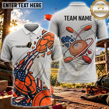 Maxcorners Clay Shooting Orange Graffiti Shotgun Target Personalized Name 3D Unisex Shirt
