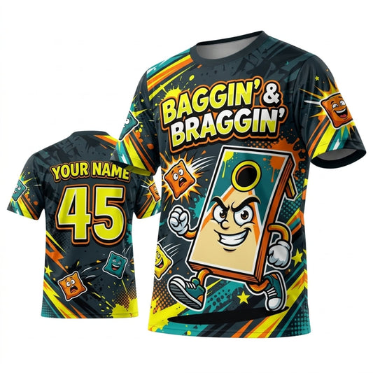 Maxcorners Cornhole Braggin And Braggin Cartoon Bag Personalized Name 3D Unisex Shirt