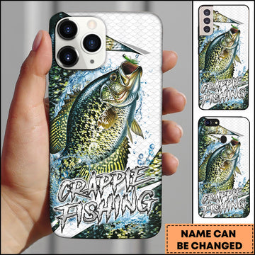 Maxcorners Crappie Fishing Scale Texture Splash Personalized Name 3D Phone Case