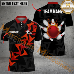 Maxcorners Ball And Pins Fallen Leaves Pattern Bowling Jersey Multicolor Options Personalized Name, Team Name 3D Shirt
