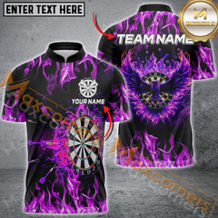 Maxcorners Darts Eagle Fire Flame Mutilcolor Options Personalized Name, Team Name 3D Polo Shirt
