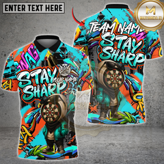 Maxcorners Darts Graffiti Dartboard Character Stay Sharp Multicolor Customized Name, Team Name 3D Shirts