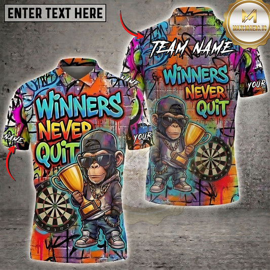 Maxcorners Darts Winners Never Quit Street Art Multiple Options Personalized Name, Team Name 3D Shirt