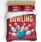 Maxcorners Blue Red Bowling Ball And Pins 3D Bedding Set