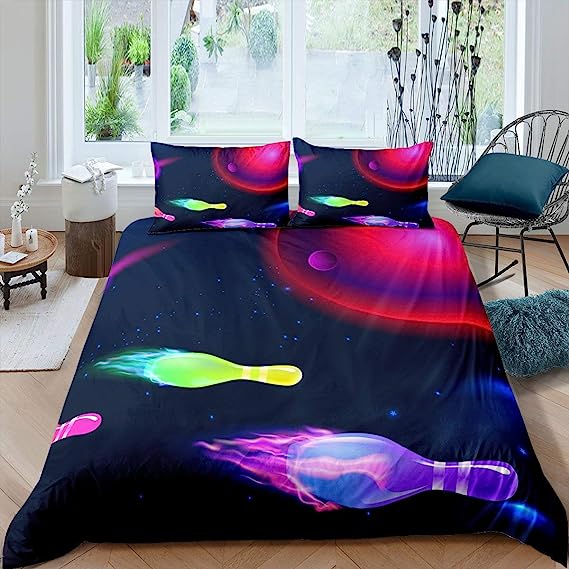 Maxcorners Bowling Pins Flame Player 3D Bedding Set