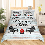 Maxcorners Camper Comforter Cover Twin Happy Camping Bedding Set