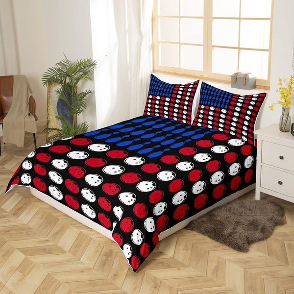 Maxcorners American Bowling Ball And Pins 3D Bedding Set