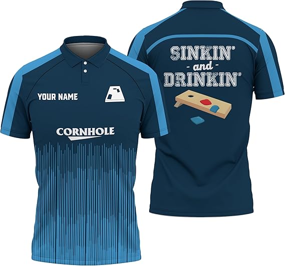 Maxcorners Custom Name Sinkin' and Drinkin' Cornhole 3D Shirt For Team