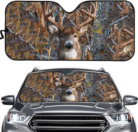 Maxcorners Deer Camo Hunting Forest Auto Sun Shades