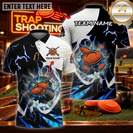 Maxcorners Trap Shooting Shooter & Skull Target Action Graphic Multicolor Customized Name, Team Name 3D Shirts