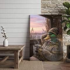 Maxcorners Duck Canvas Hunter Cabin Morning Coffee Blind Canvas Wall Art