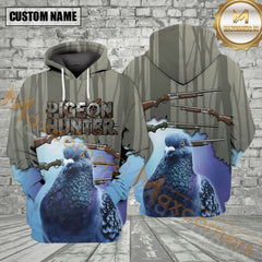 Maxcorners Funny Pigeon Hunting Blue All Over Print Shirt
 Best Gift For Hunter