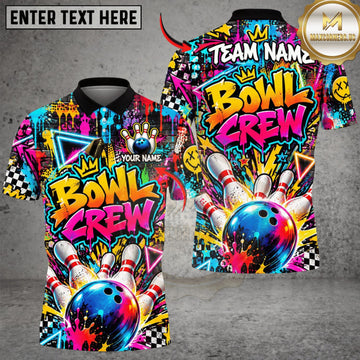 Maxcorners Bowling Neon Graffiti Bowling Crew Personalized Name 3D Unisex Shirt