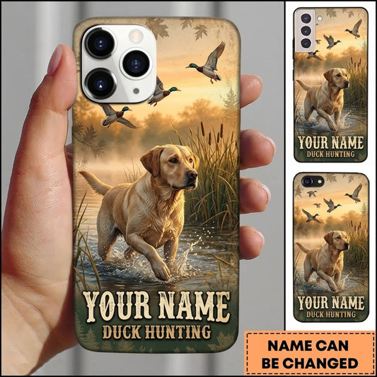Maxcorners Duck Hunting Golden Retriever Flying Ducks Golden Field Personalized Name 3D Phone Case