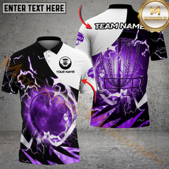 Maxcorners Disc Golf Thunder Lightning Personalized Name, Team Name 3D Shirt (4 Colors)