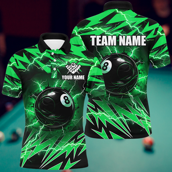 Maxcorners Billiards 8 Ball Pool Thunder Lightning Personalized Name, Team Name 3D Shirt
