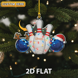 Maxcorners Personalized 2D Flat Bowling Ornament, Custom Bowler Christmas Gift, Bowling Pins Holiday Decoration, League Player Xmas Tree Keepsake
 LM1111