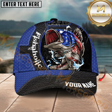 Maxcorners Largemouth Bass Fishing Freedom Scale Design Personalized Name 3D Cap