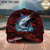 Maxcorners Fishing Red Flame Water Splash Personalized Name 3D Cap (12 Fish Species)