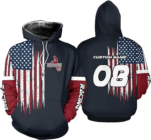 Maxcorners Motocross American Flag Customize Name And Number 3D Shirts