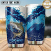 Maxcorners Fishing Tumbler Blue Pixel Ocean Wave Design Personalized Name Tumbler (13 Species)
