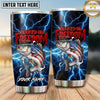 Maxcorners Fishing Tumbler Freedom Flag Blue Lightning Design Personalized Name Tumbler (13 Species)