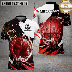 Maxcorners Disc Golf Thunder Lightning Personalized Name, Team Name 3D Shirt (4 Colors)