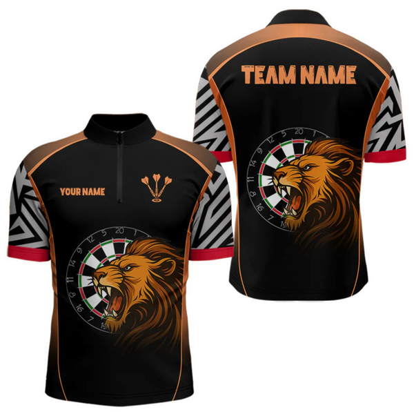 Maxcorners Orange Lion Dartboard Dart Shirts Custom Dart Team Shirt For Men, Dart Jerseys LM105