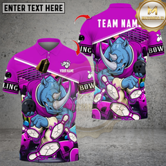 Maxcorners Bowling Rhino Power Multicolor Customized Name, Team Name 3D Shirts
