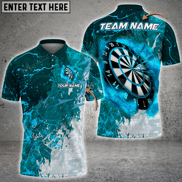 Maxcorners Darts Grunge Smoke Multicolor Option Customized Name, Team Name 3D Polo Shirt (6 Colors)