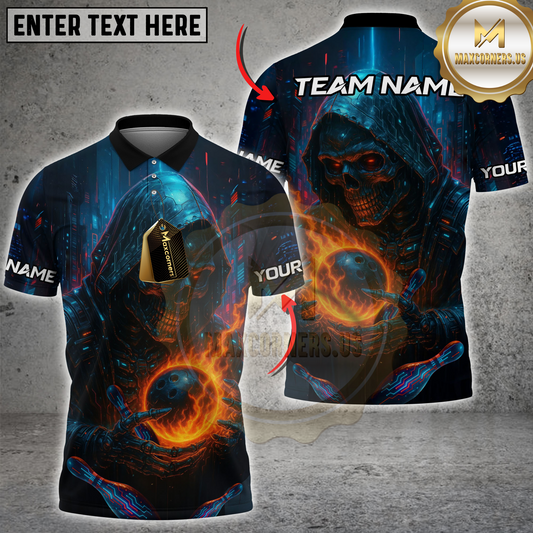 Maxcorners Bowling Cyber Reaper Multicolor Personalized Name, Team Name Shirt (4 Colors)
