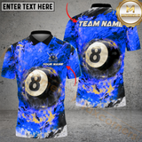 Maxcorners Billiard 8-Ball Pool Flame Inferno Multicolor Option Customized Name, Team Name 3D Polo Shirt