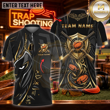 Maxcorners Trap Shooting Skeleton & Shotgun Emblem Graphic Customized Name, Team Name 3D Shirts