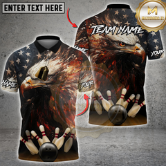 Maxcorners American Eagle Power Strike Bowling Jersey Multicolor Customized Name, Team Name 3D Shirts