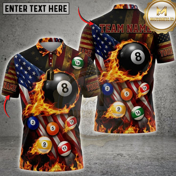 Maxcorners Billiards Flaming 8 Ball And Explosive Pool Balls Personalized Name 3D Unisex Shirt
