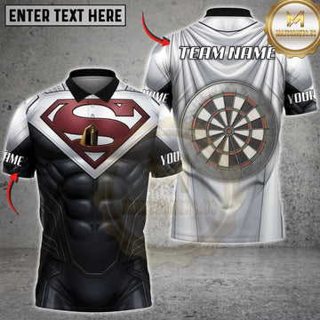 Maxcorners Darts Black Silver Steel Armor Classic Dartboard Personalized Name 3D Unisex Shirt